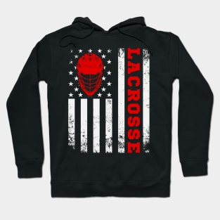 Lacrosse Player USA American Flag Hoodie